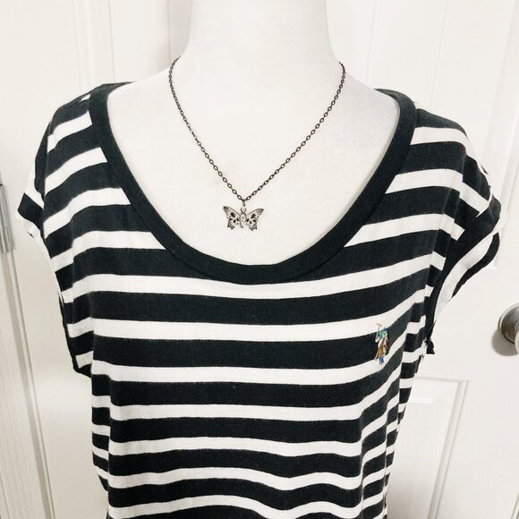U.S. POLO ASSN. Black white horizontal striped scoop neck t-shirt ~ LARGE XL tee - Picture 5 of 14